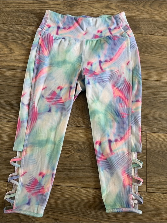 MTA Sport Pants - MTA Sport Pastel Multicolor Capri Leggings with Side Ladder Straps